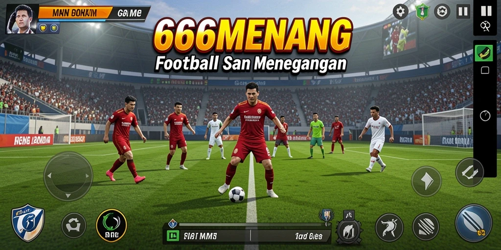 Screenshot gameplay 666MENANG menunjukkan aksi menegangkan di lapangan sepak bola.