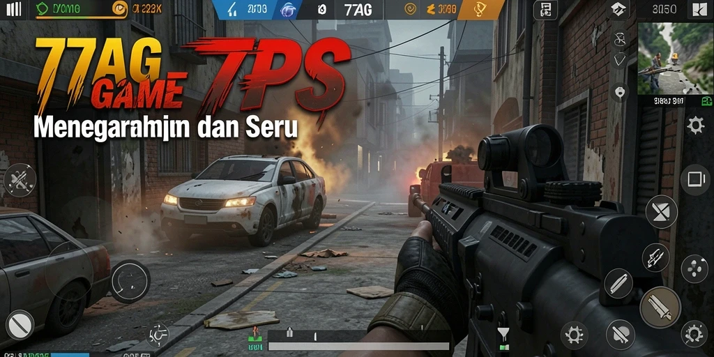 Screenshot utama 77AG menampilkan aksi tembak-menembak yang intens dalam game TPS.