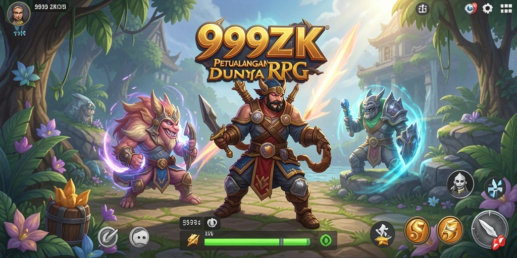 Tampilan gameplay RPG 999ZK dengan karakter beraksi.
