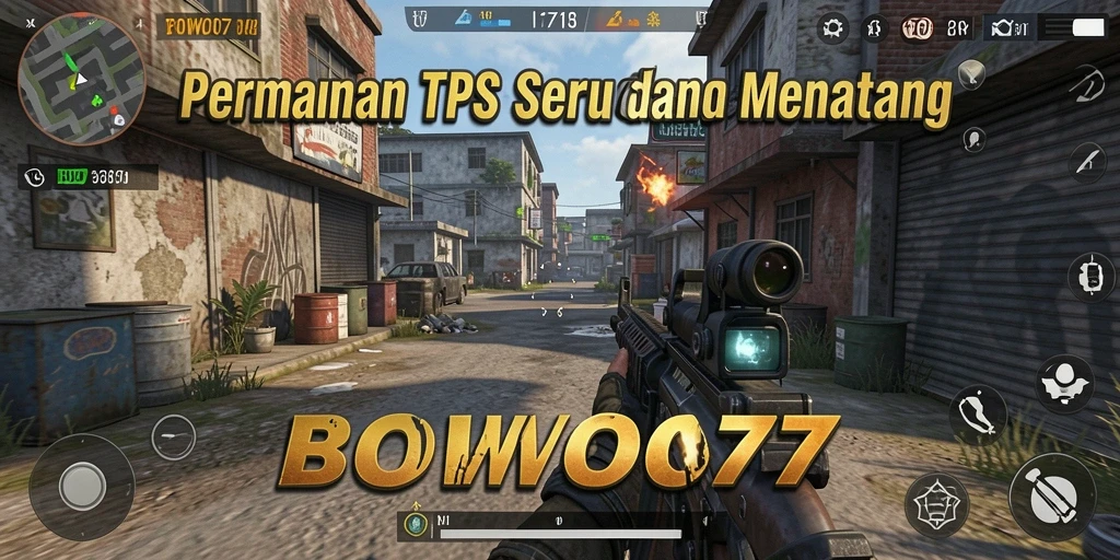 Screenshot BOWO77 menampilkan aksi seru dalam gameplay TPS.