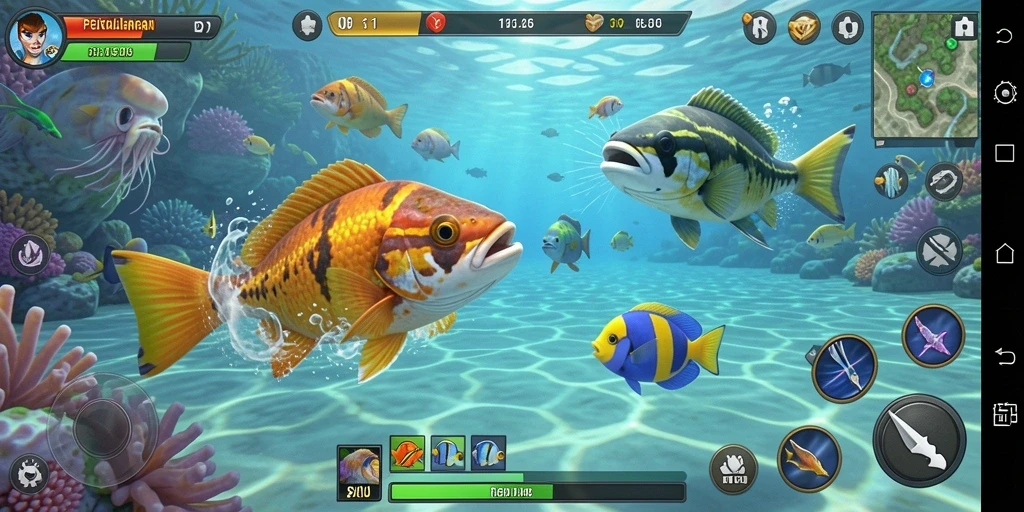 Gameplay seru D06 dengan berbagai ikan dan tantangan menangkap.