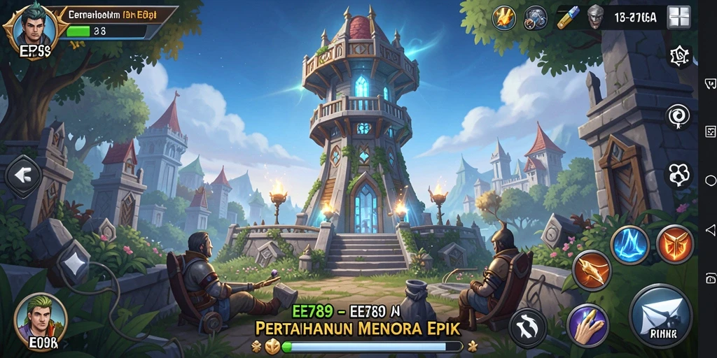 Tampilan gameplay EE789 dengan strategi menara yang mendebarkan.
