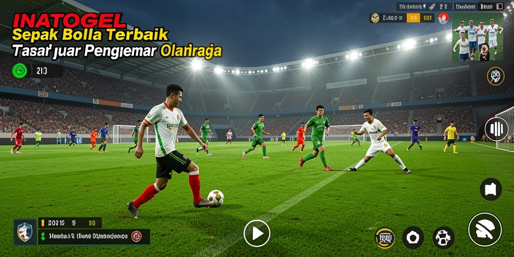 Tampilan gameplay seru INATOGEL dengan aksi sepak bola mendebarkan.