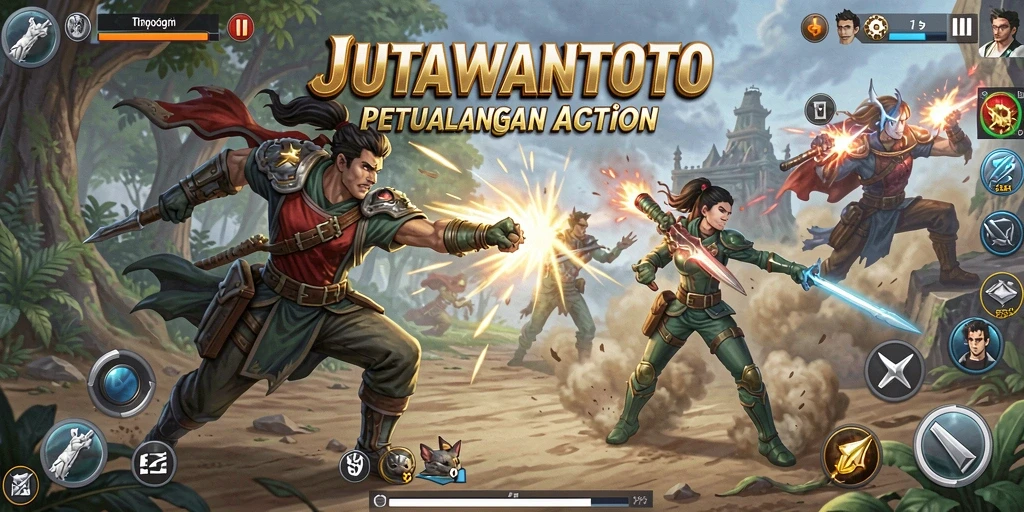 Tampak aksi mendebarkan dalam JUTAWANTOTO saat karakter bertarung.