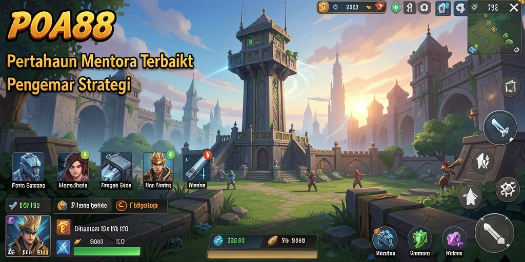 Gameplay mendebarkan dalam POA88 Tower Defense.