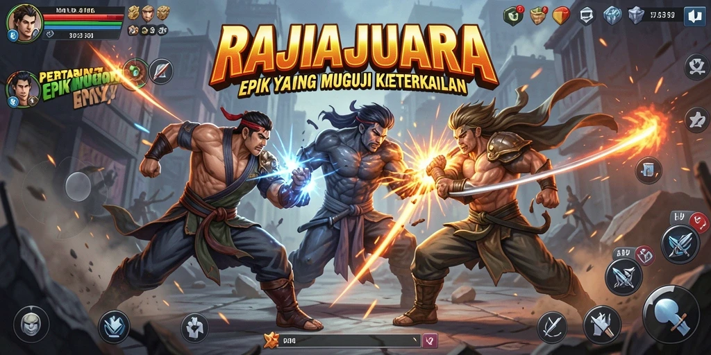 Gameplay menegangkan di RAJAJUARA dengan pertarungan seru.