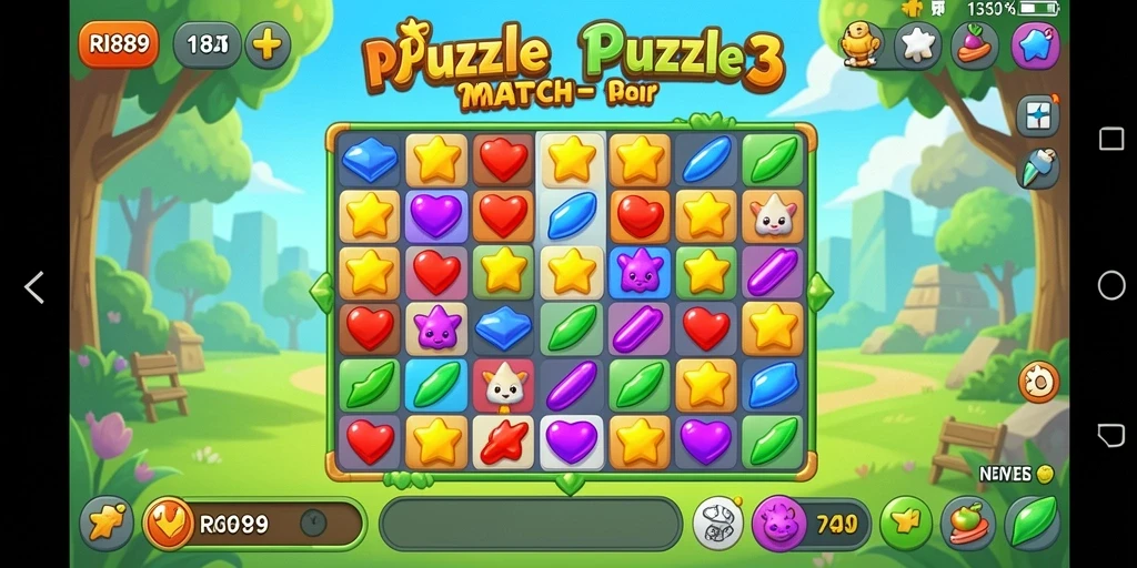Screenshot gameplay RI889 menampilkan tantangan seru dalam permainan Match-3.