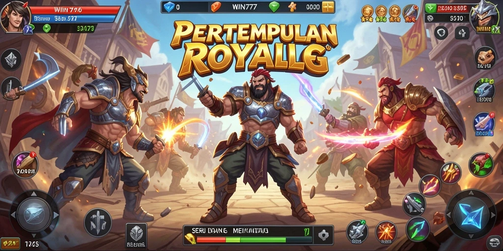 Screenshot gameplay WIN777 dengan tampilan pertempuran seru.